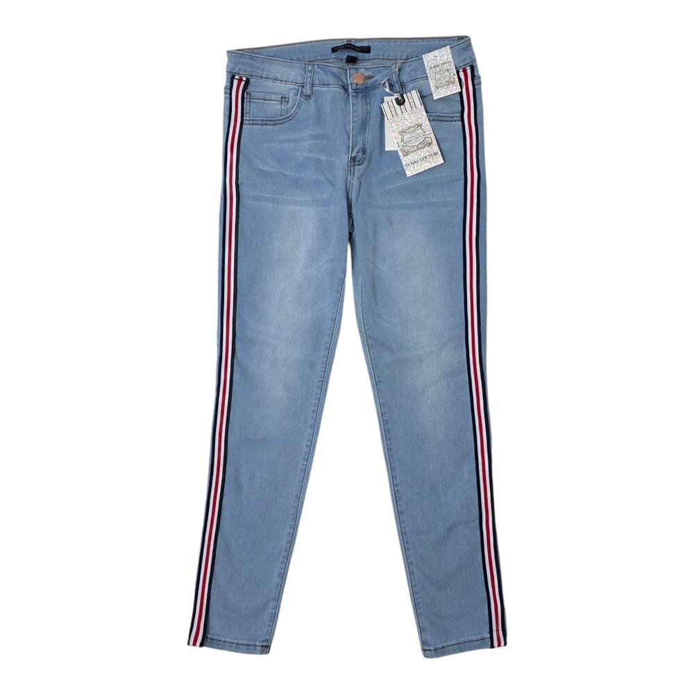 Denim Couture Light Blue Size 15 Skinny Jeans Blue Red White Side Stripe NWT